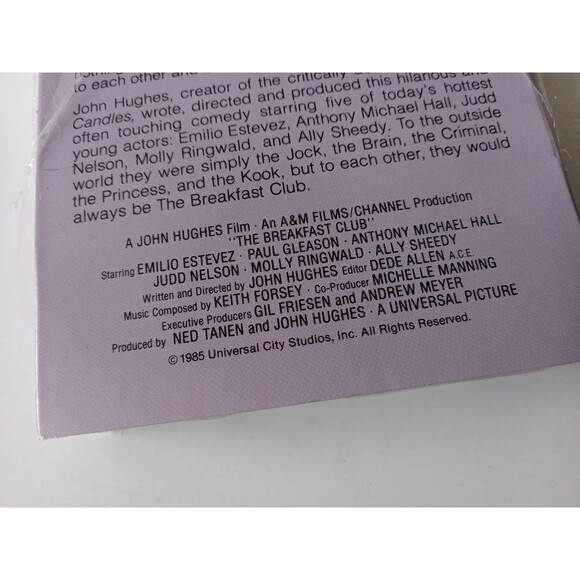 The Breakfast Club (1990 VHS) Teen Classic Estevez Nelson Ringwald Sheedy Hall - Picture 6 of 9